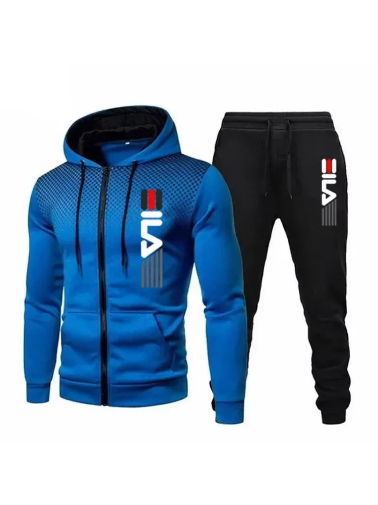 Ensemble de vêtements de sport pour hommes, cardigan décontracté à capuche et fermeture éclair + pantalon Long, deux pièces, vêtements de Jogging en plein air, automne et hiver, 2025