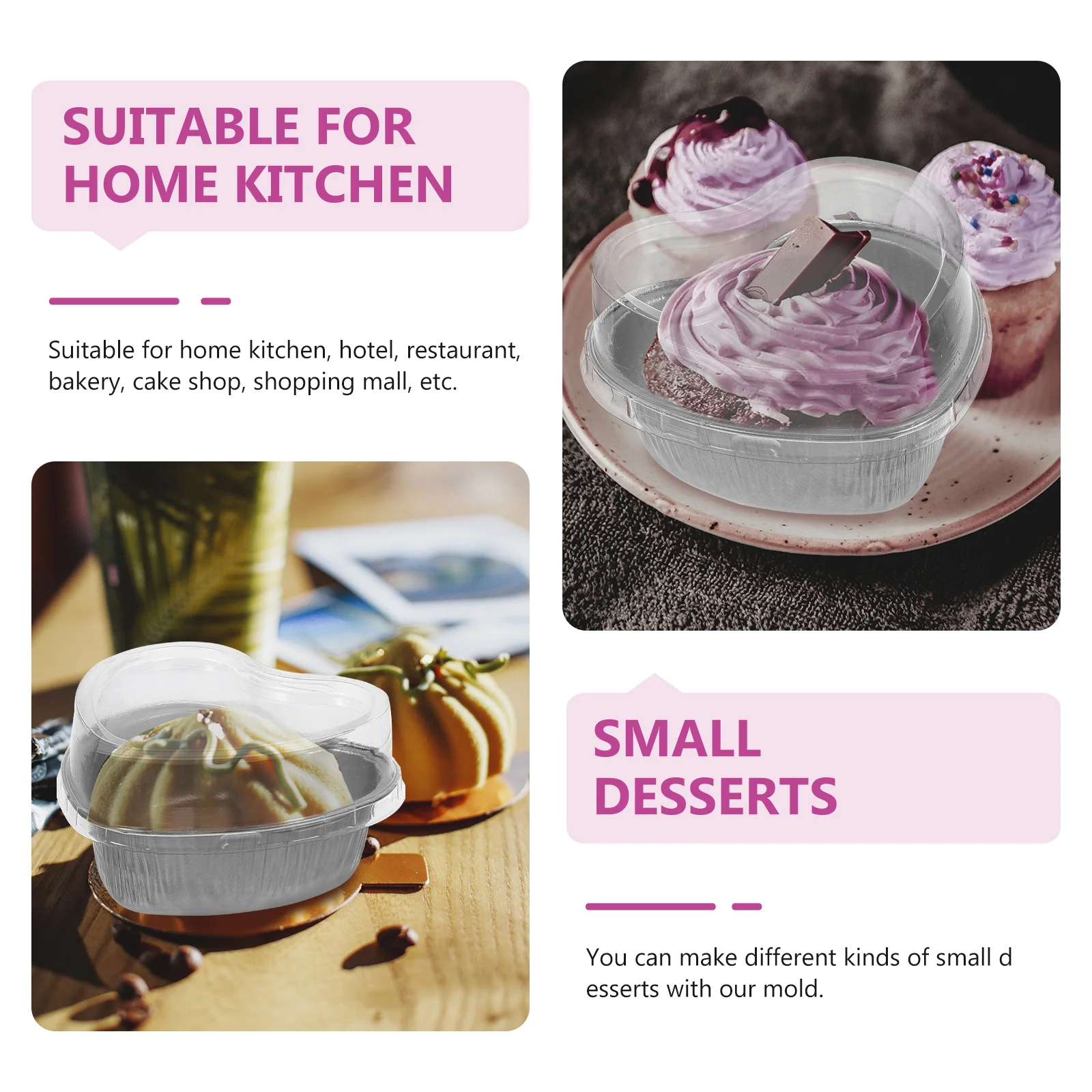 10 Pcs Heart-Shaped Aluminum Foil Box Cake Mold Decorative Pan Mini Baking Cups Bakeware Cupcake Covered Design Pans