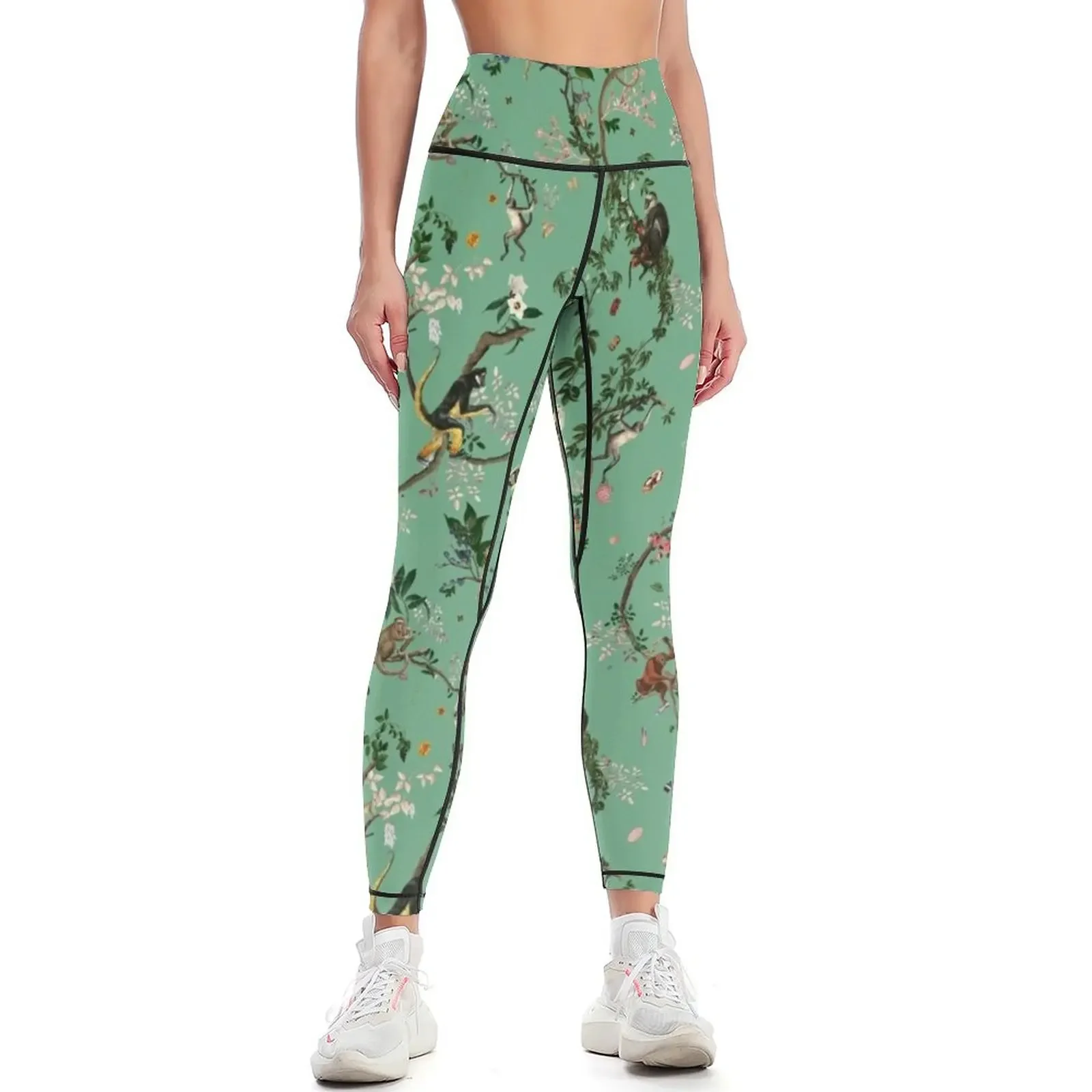 

Monkey World Green Leggings legging push up Women's fitness Womens Leggings