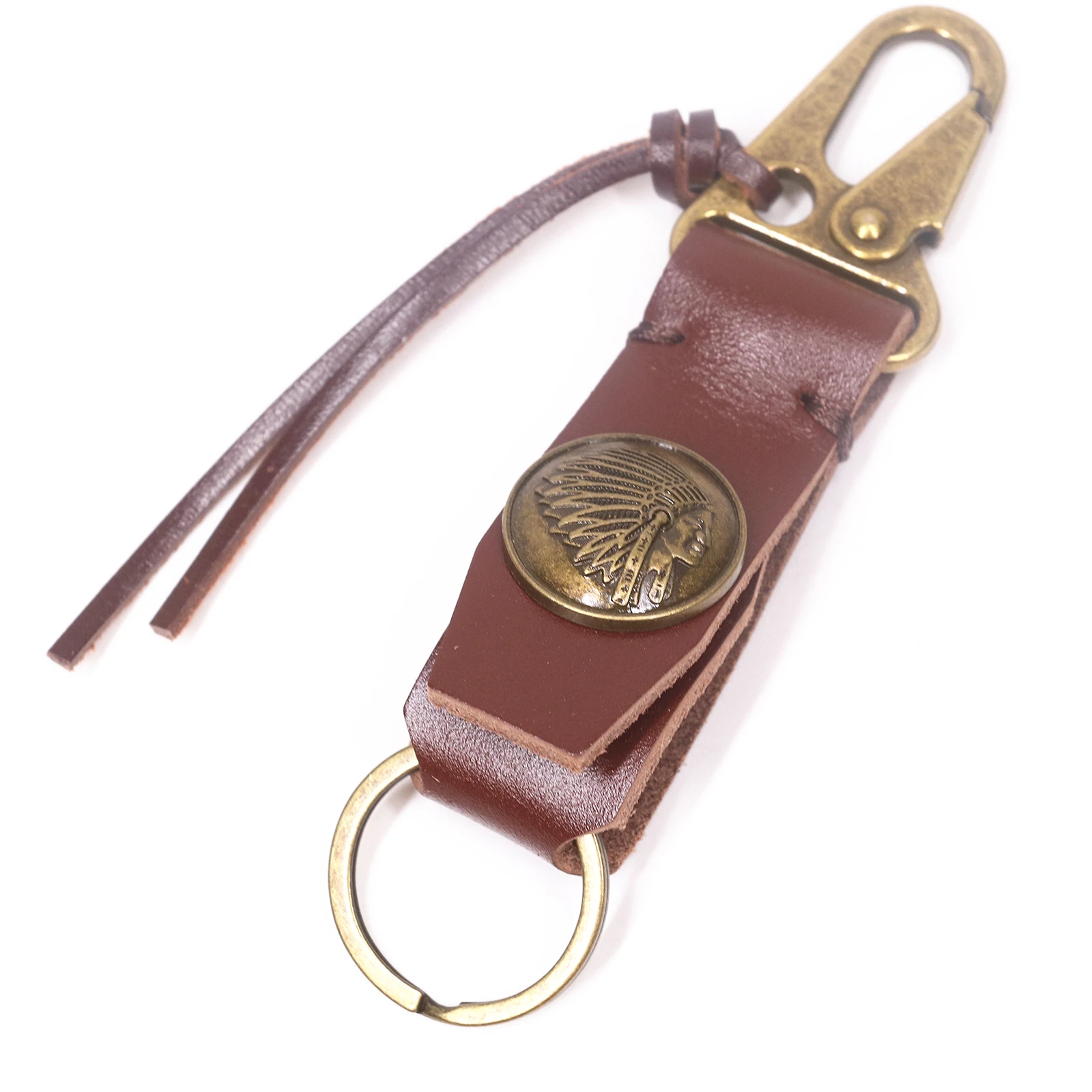 Handmade Genuine Leather Key Holder For Men Male Vintage 100% Cowhide EDC Waist Hanging Belt Loop Keychain Clip Key Chain Buckle