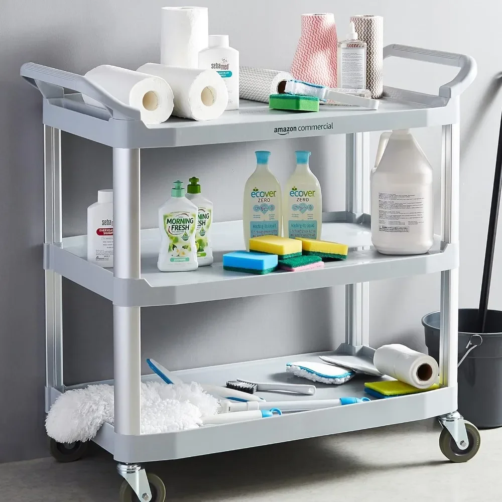 3 Shelves Utility Cart with 400 lbs Loading Capacity, Smooth move, Gray