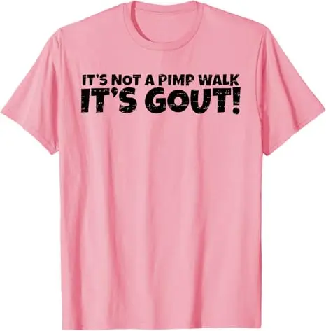 �It's Not A Pimp Walk It's Gout“ Lustiges T-Shirt mit medizinischem Humor für alte Männer, Y2k, personalisierte Buchstaben, bedrucktes sarkastisches Witz-Spruch-T-Shirt – Detail 6