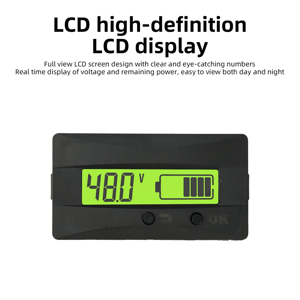  Universal Battery Capacity Indicator DC 9-120V Electricity Meter Lead-acid Lithium LiFe PO4 Voltage Tester for Car Motorcycle