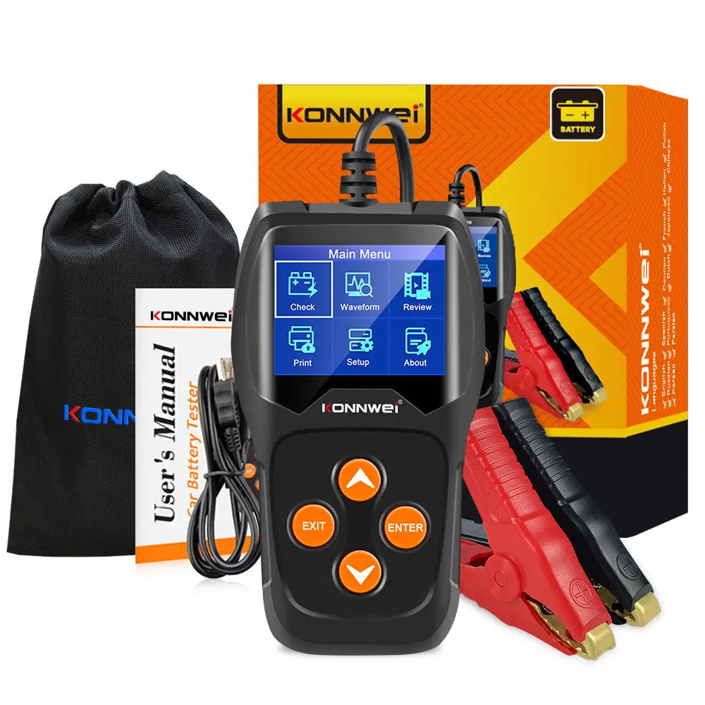 

KONNWEI KW600 Car Battery Tester 6V-12V Real-time Battery Health Quick Cranking Charging Diagnostic Battery Analyzer Tool