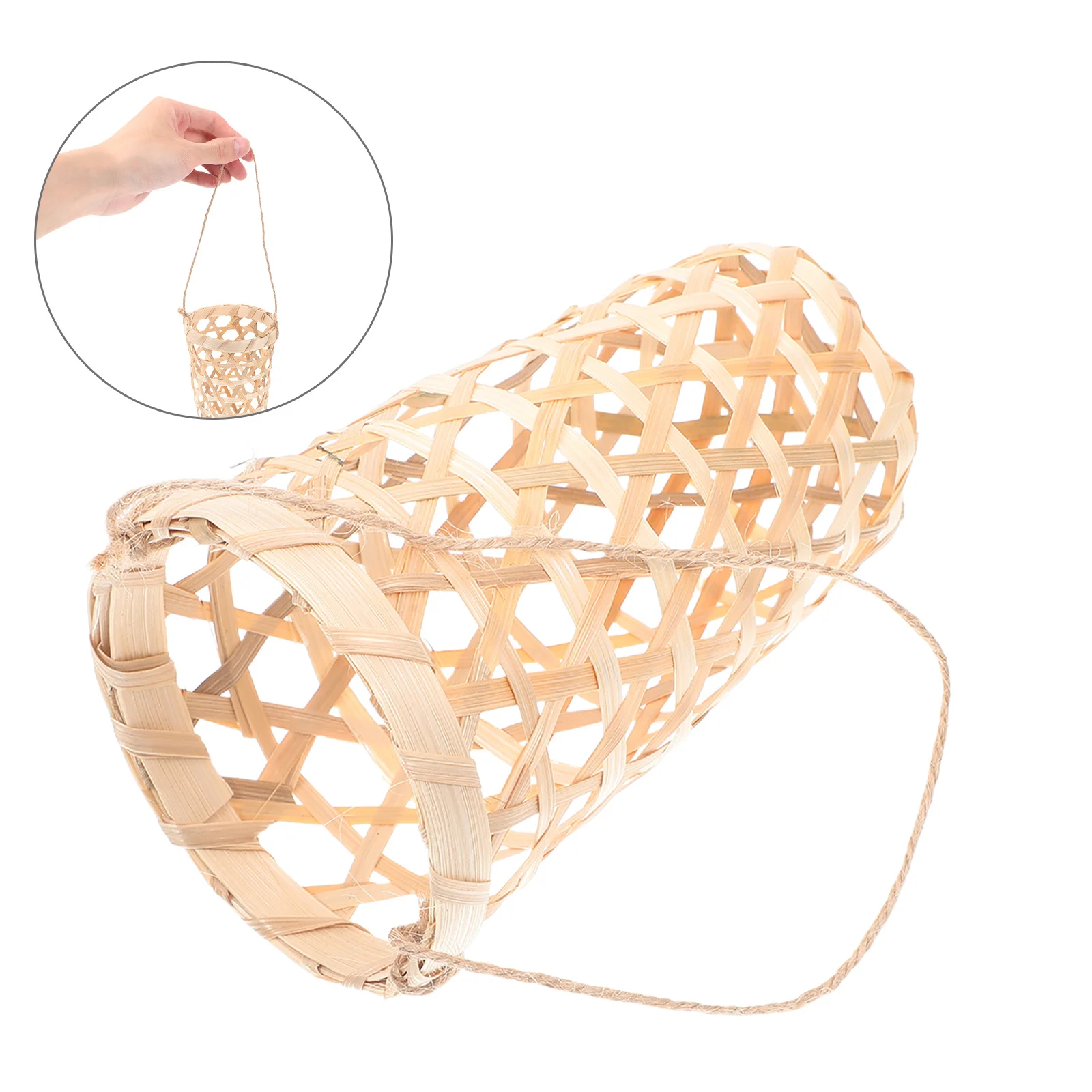 

2Pcs Bamboo Woven Wall Basket Hanging Planter Rope Rustic Flowerpot for Indoor Outdoor Balcony Garden Decor Orchid Planter