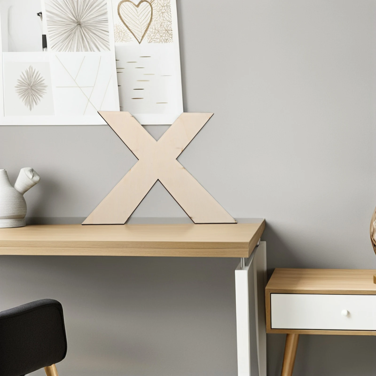 

Large Wooden X Decor Natural Decorative Letters Wall Hanging Home Ornament Blank Wood Sign for Living Bedroom Office DIY