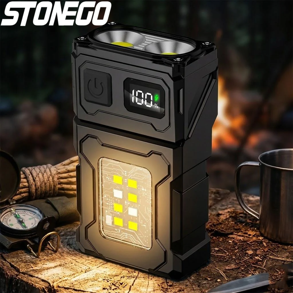 

Многофункциональный светодиодный фонарь COB с регулируемым углом наклона, портативный уличный фонарь, магнитный фонарь для кемпинга, сигнальный фонарь-брелок