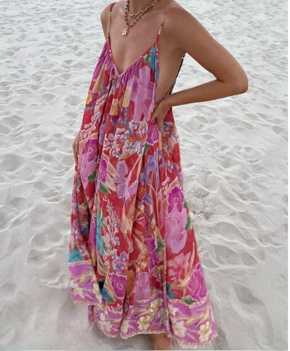 2025 Nuovo abito Cami stampato alla moda per le donne Vestito estivo casual da spiaggia per le vacanze sexy ed elegante dal design estivo alla moda