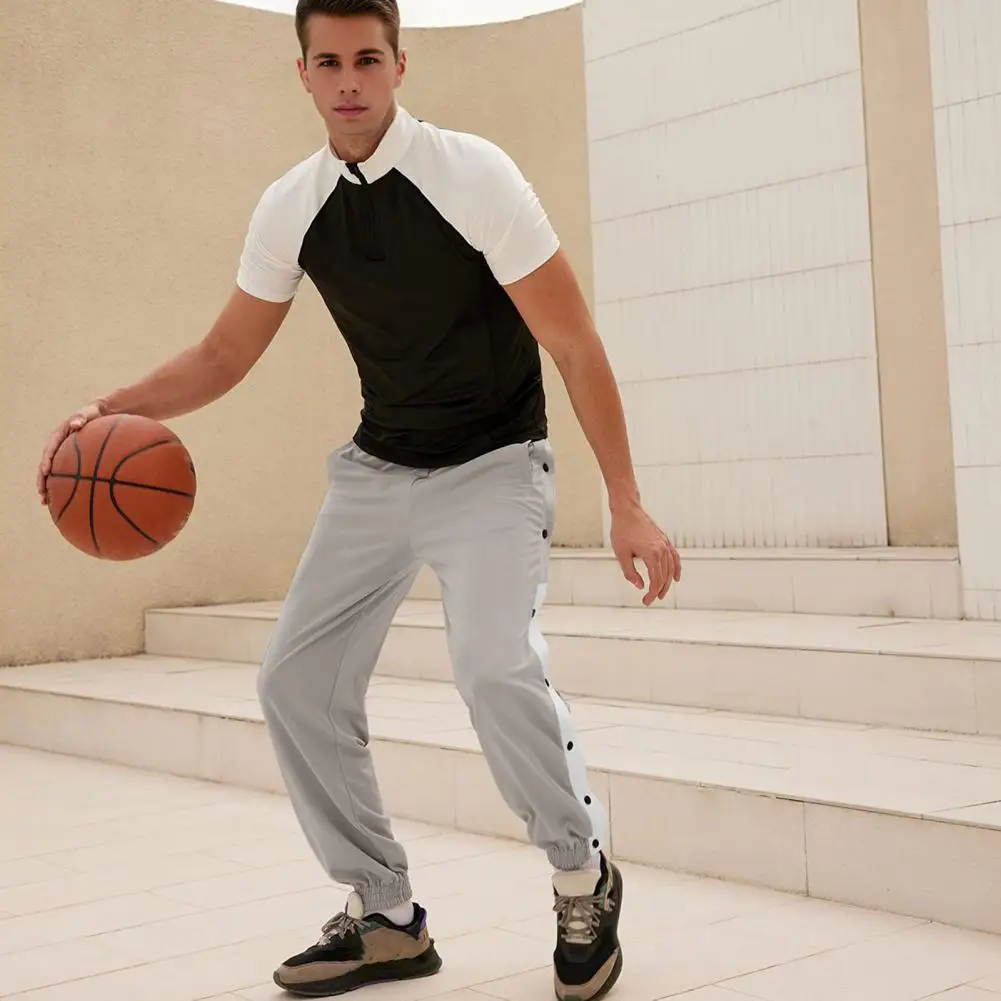 

Men Pants Men's Casual Elastic Waist Sweatpants with Side Pockets Button Closure Comfortable Gym Training Beach for Active