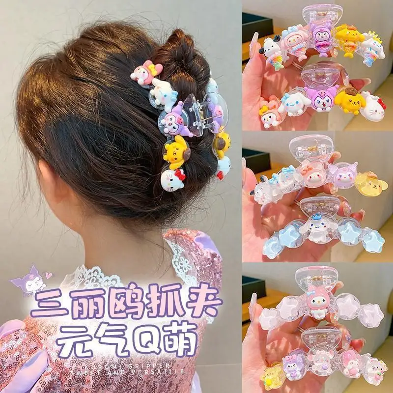 

Cute Sanrios Hello Kittys Kuromi My Melody New Cartoon Large Hair Clips Child Hair Accessories Grab Little Girl Headdress