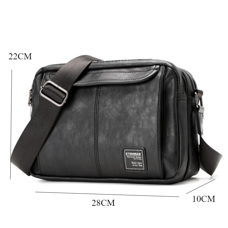 New Design Crossbody Bag Men Fashion Square Men's Crossbody Bags Large capacity Shoulder Messenger Bag Soft PU Leather Satchels