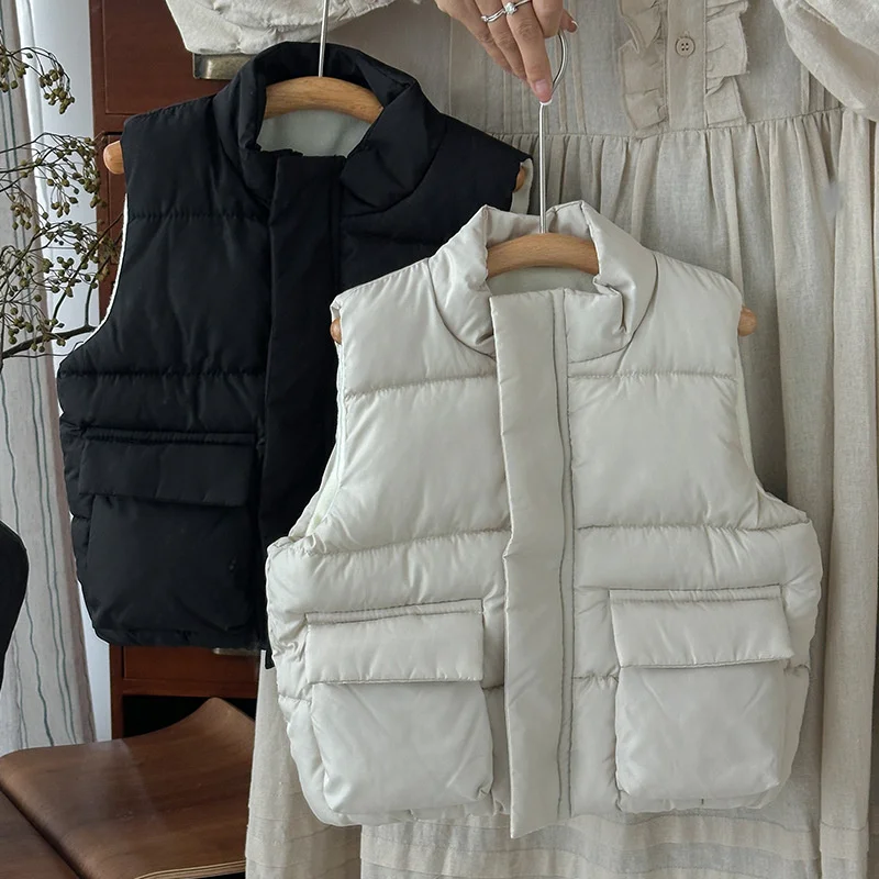 Autumn Kids Down Cotton Vest Winter Girls Boys Warm Sleeveless Coats Kids Fashion Waistcoat Children Clothes Outerwear 2-6 Years