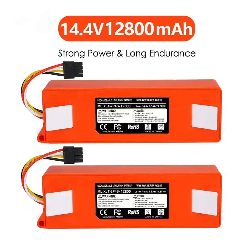 

14.4V 12800mAh baterai pengganti penyedot debu robot untuk Xiaomi Roborock S55 S60 S65 S50 S51 S5 MAX S6 bagian