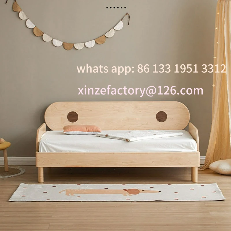

Customizable all solid wood cherry wood bedside bed widened with guardrail retractable pull-out bed