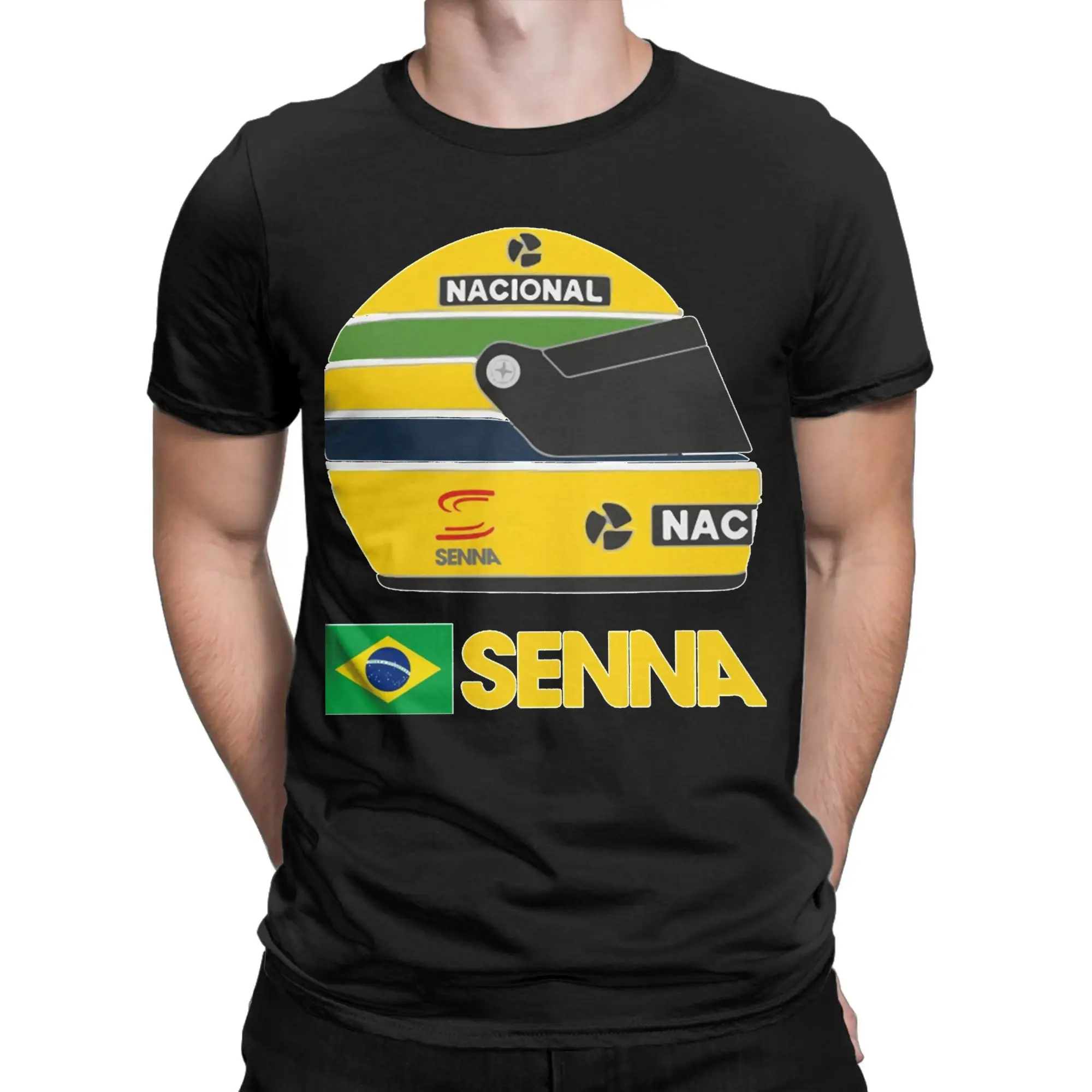 男性女性グラフィックアイルトン・セナ-tシャツ-tシャツ綿カーレーサー-tシャツ服