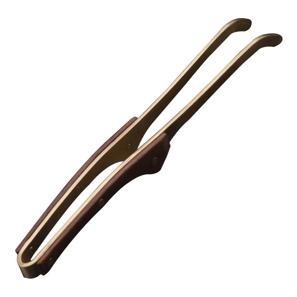 

Vintage Wooden Copper Tea Tong Ergonomic Teacup Clip for Safe Hot Tea Handling Anti Skid Cup Tong Household Teaware Accessory