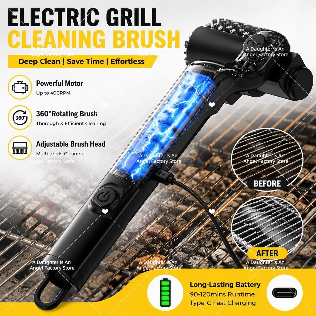 Clean Grill Oil Stain Grill Brush Brush Free  Heavy Duty Stainless Steel Electric Grill Brush Accessories
