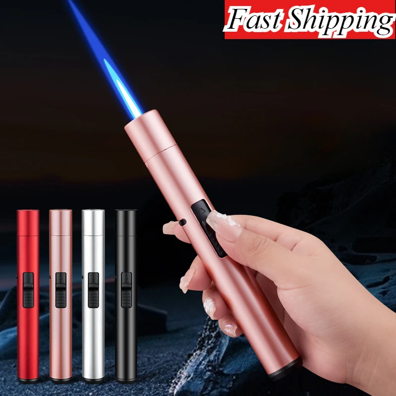 

New HONEST Metal Torch Windproof Lighter Refillable Pen Lighter Jet Flame Butane Lighter Kitchen BBQ Candle Camping Men's Gadget