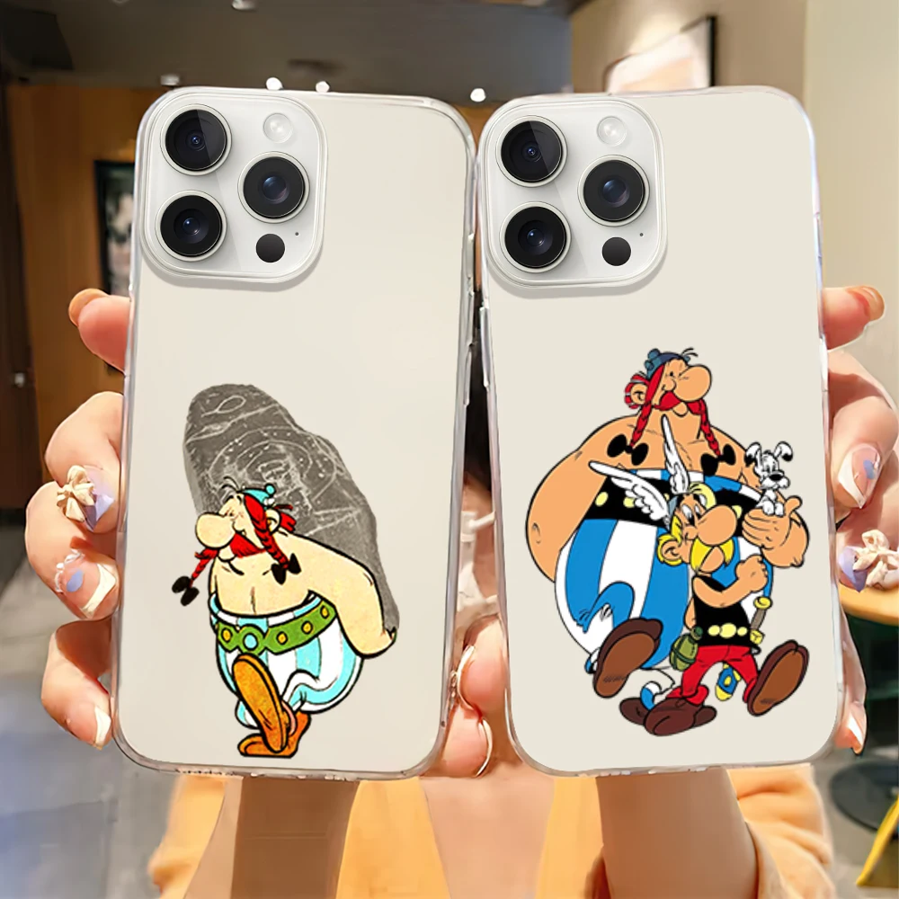 Cartoon A-Asterix And Obelix Phone Case for iPhone 12 11 13 14 15 16 Max Pro Plus Transparent Soft Shell