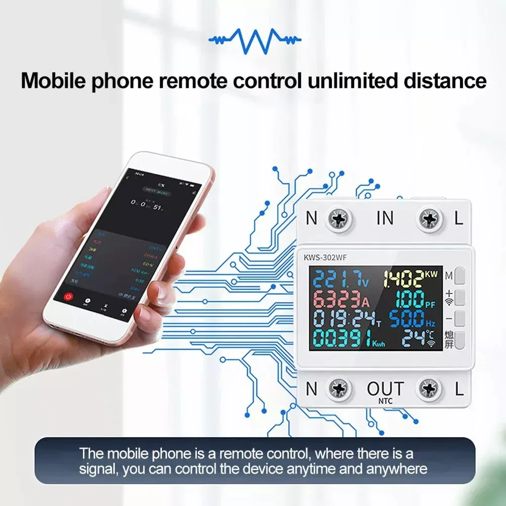 LCD Digital Energy Meter Electricity Usage Monitor AC170V~270V Power Voltmeter 50-60HZ KWS-302 KWS-302L KWS-302WF