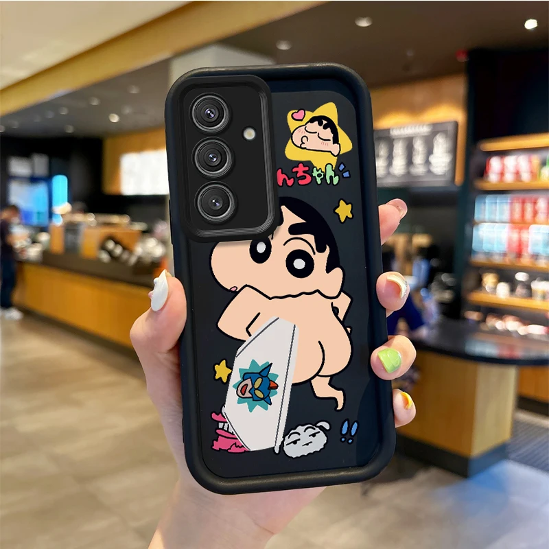 Lovely C-Crayon Shin-Chan Case For Samsung Galaxy S24 S23 S22 S21Ultra Plus S23 S21 S20 FE Case Liquid Silicone Shockproof Cover