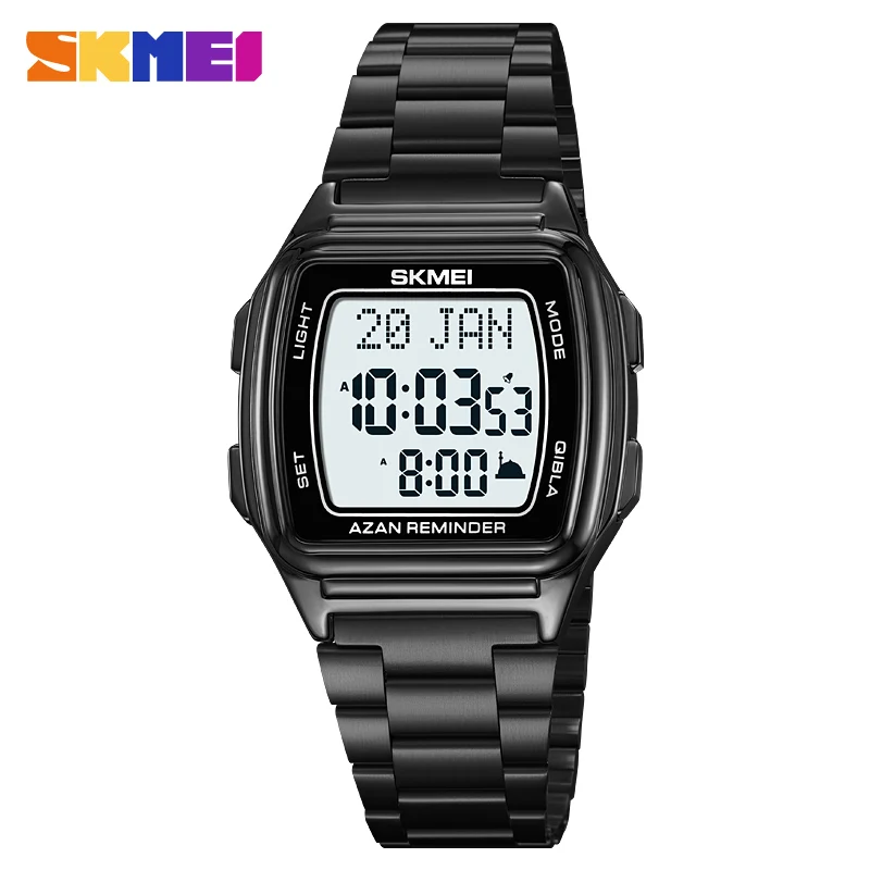 

SKMEI Men Digital Watch Led Light Display Watches Pilgrimage Time Reminder Direction Function Wristwatch For Women