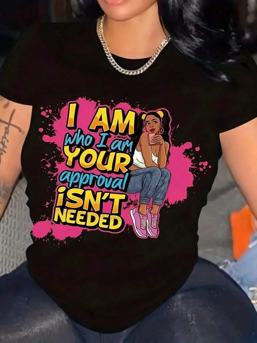 

Women Graphic T-Shirt With Bold Statement Print Short Sleeve Crew Neck Casual Summer Top