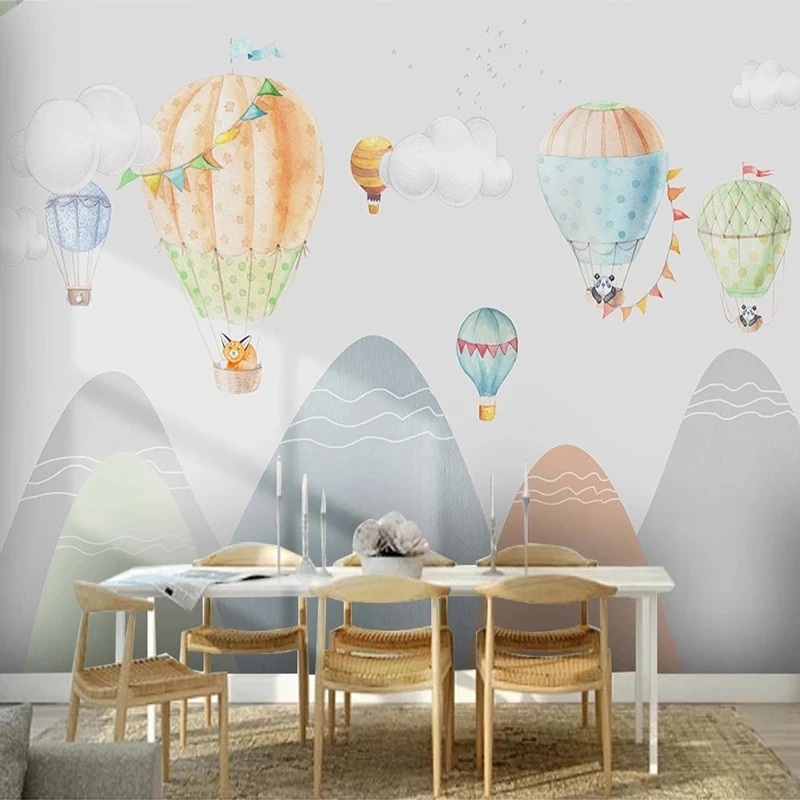 papel-de-parede-personalizado-simples-pintado-a-mao-para-quarto-infantil-balao-de-ar-quente-menina-na-montanha-mural-de-desenho-animado-para-quarto-de-crianca-foto-8d-para-jardim-de-infancia