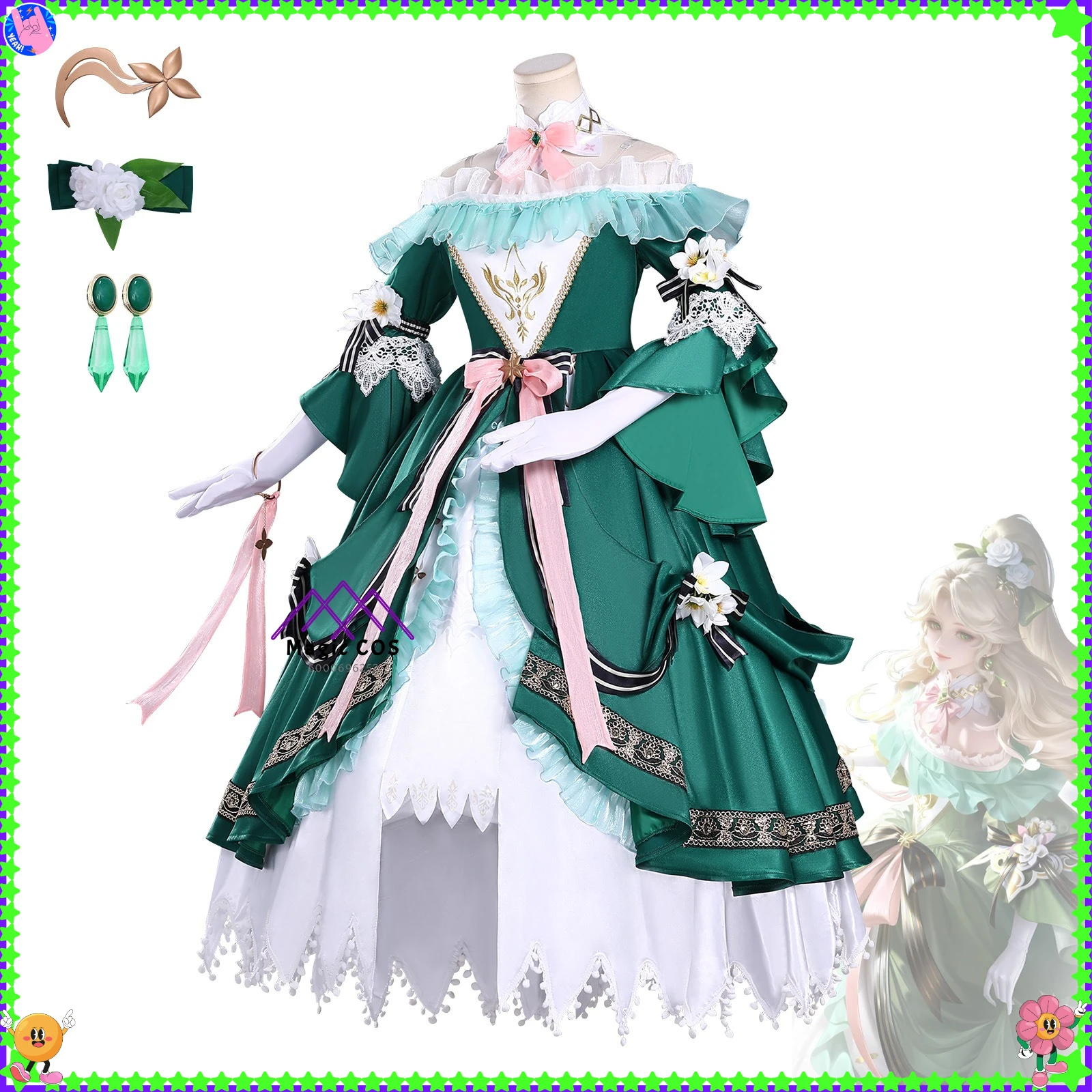 

Game Honor of Kings Cosplay Costume Anime Xi Shi Green Fashion Dress for Women Adult Role Play Comic Con Halloween Party Outfit