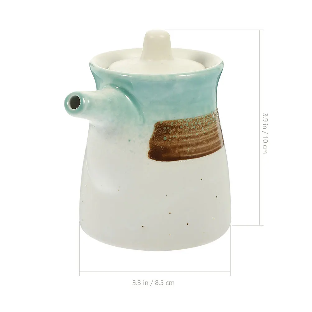 

2Pcs Soy Sauce Bottle Ceramic Vinegar Pot with Lid Seasoning Dispenser for Kitchen Cabinet Oil Sauce Storage Jar Gift Idea
