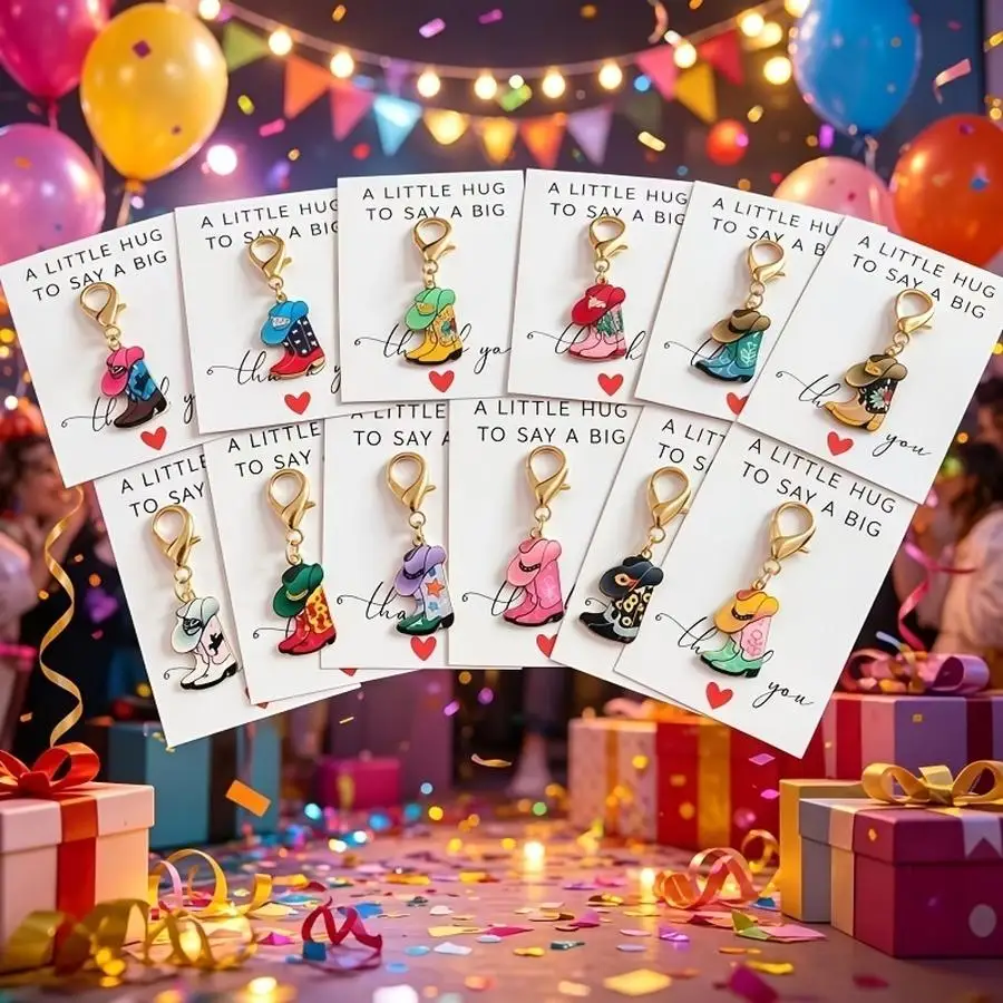 1/5/10/20/50/100pcs Mixed Western Element Keychains, with Hug Card - Retro Distressed Style, Suitable for Daily Backpack Charms,