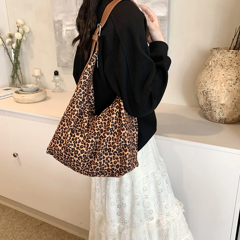 Fashion Leopard Print Bags for Women 2024 New Women\'s Handbags Ladies PU Leather Large Shoulder Bags High Quality Aesthetic Bags