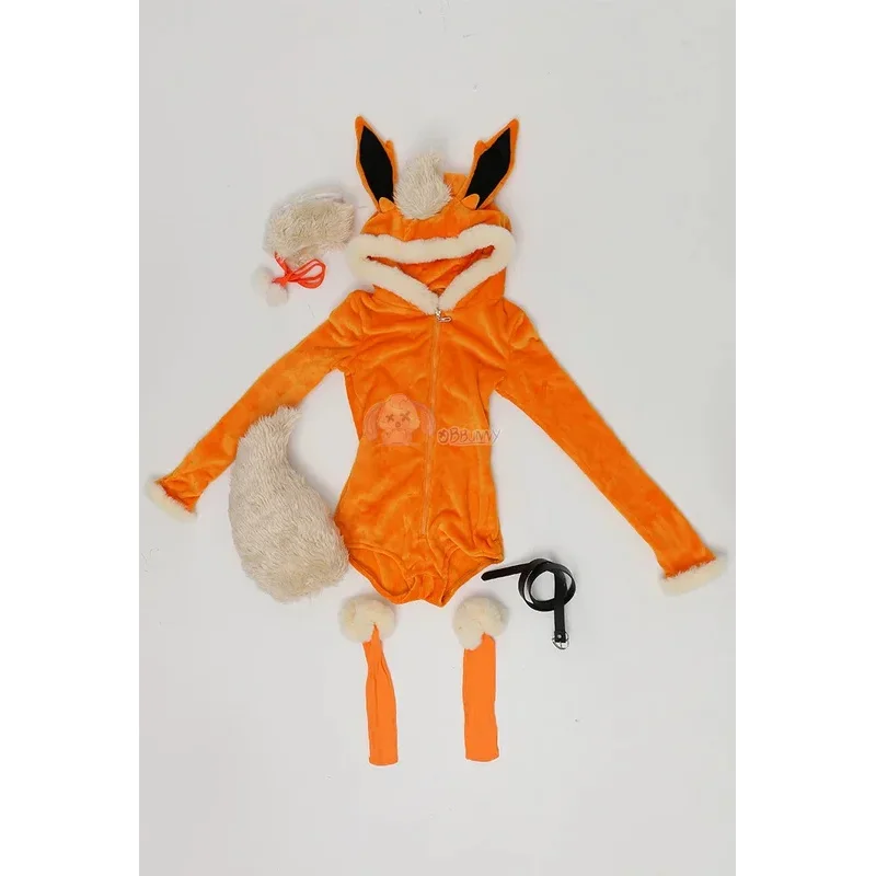 Женское аниме, улучшающее сексуальное женское белье, боди, комбинезон Vaporeon, плюшевый комбинезон с капюшоном, носки с поясом, хвостом, карнавальный костюм yi;4