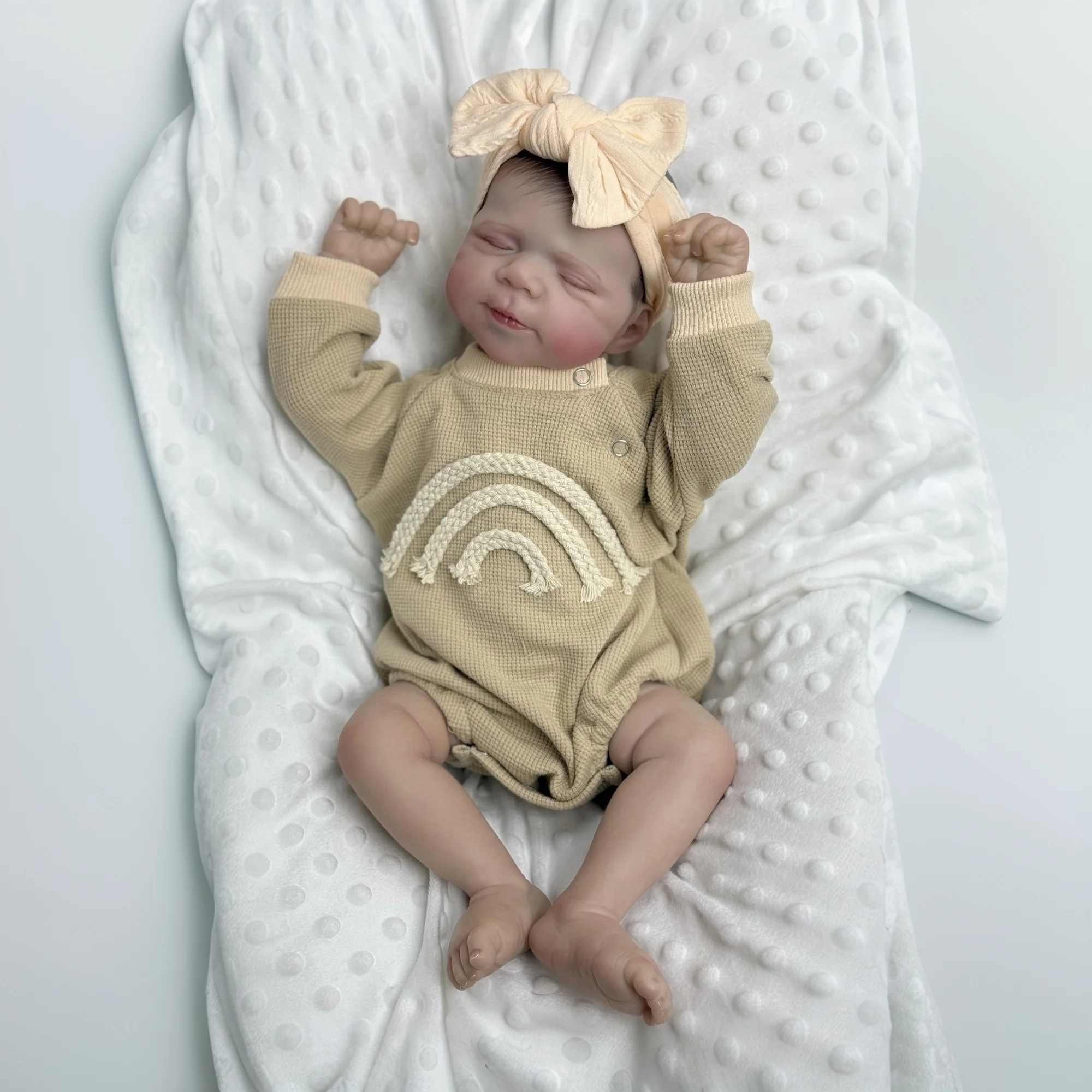 

BZDOLL Handmade 48cm 19inch Asleep Reborn Doll, Full Soft Vinyl, 3D Skin & Veins, Kids Birthday Gift