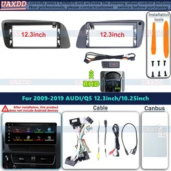 12.3 Inch Car Frame Fascia Adapter Canbus Android Radio Dash Fitting Panel Kit For 2009-2019 AUDI Q5 cable video harness 2 Din