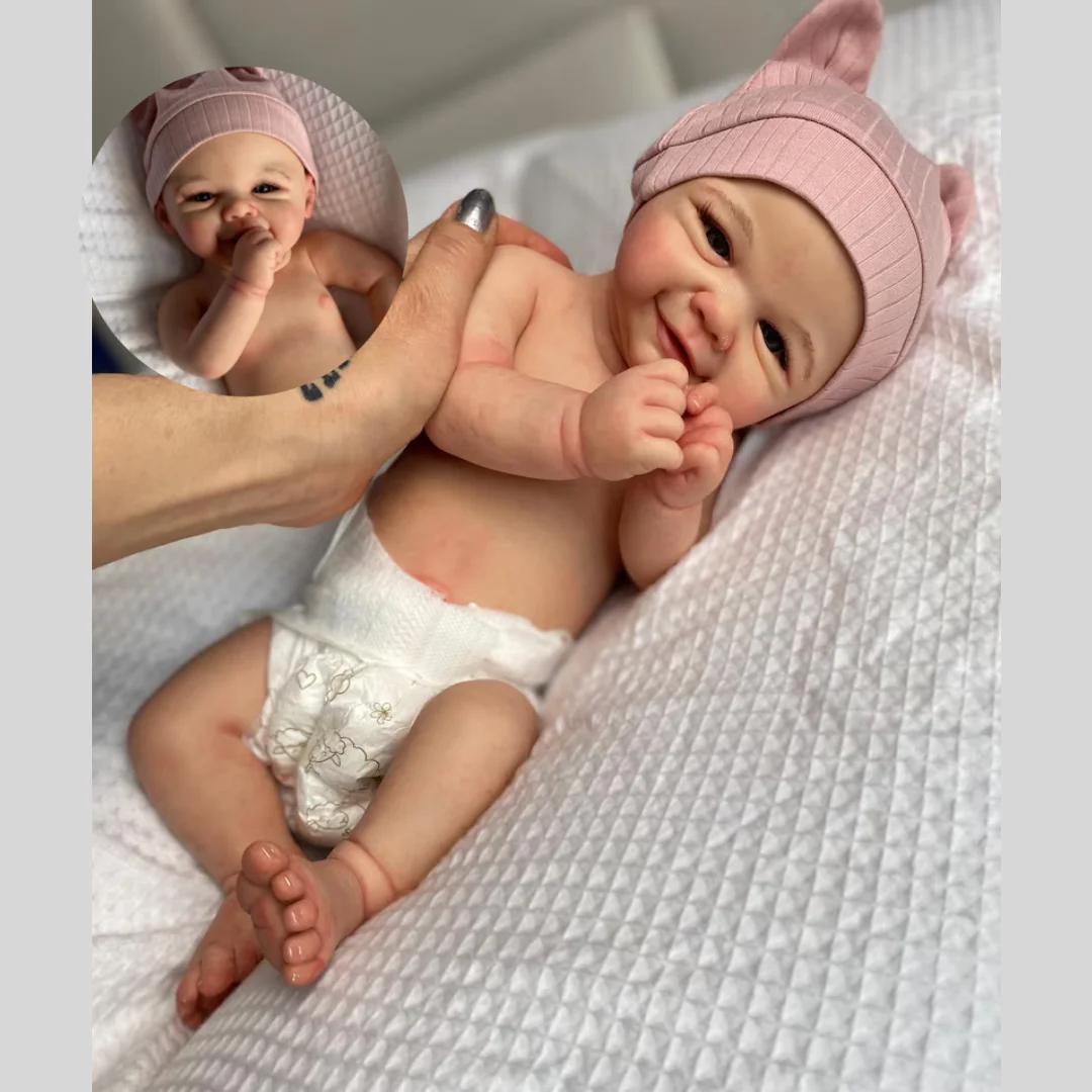 

43-45cm Can Open Mouth Vivienne Washable Soft Silicone Bebe Reborn Girl Doll With Painted Skin Lifelike Newborn Girl Doll