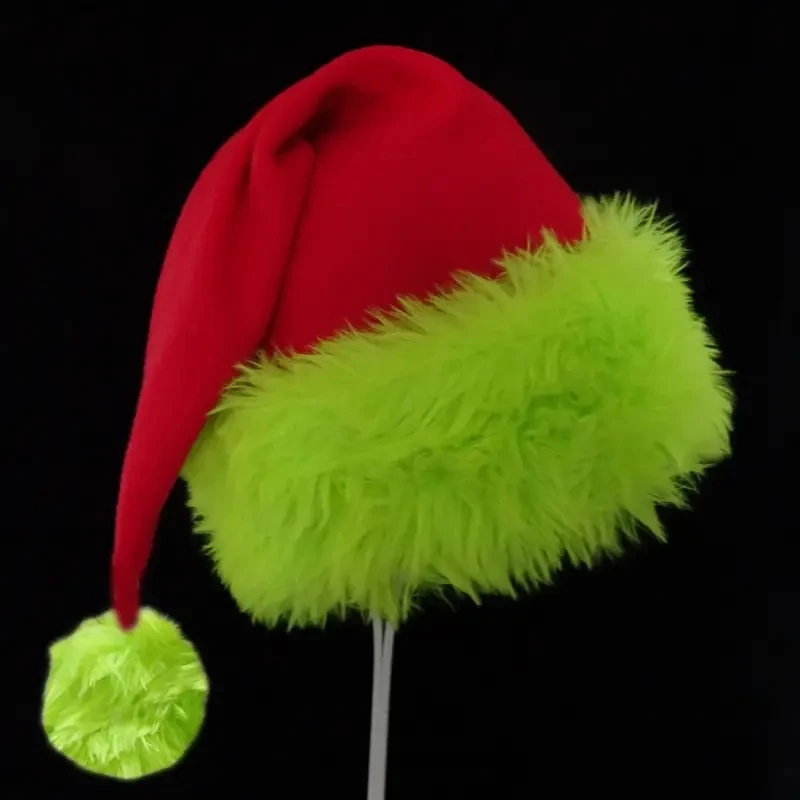 

Vintage Christmas Hat for Women - Red & Green Faux Fur Fluffy Wide Brim, Stretchy Fit | Moisture Wicking, Soft & Lightweight for