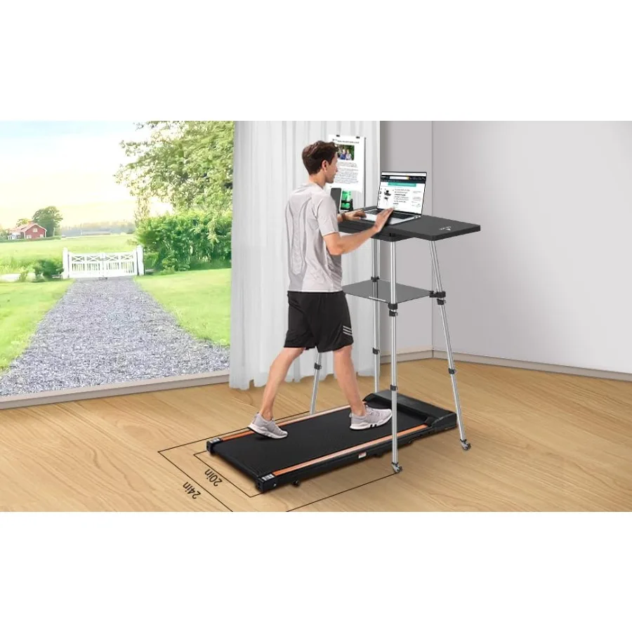 Portable Foldable Mobile Stand Sit Laptop Stand Desk, Height Adjustable 19-49 inches, Workstation with Wheels, Compact Lightwei