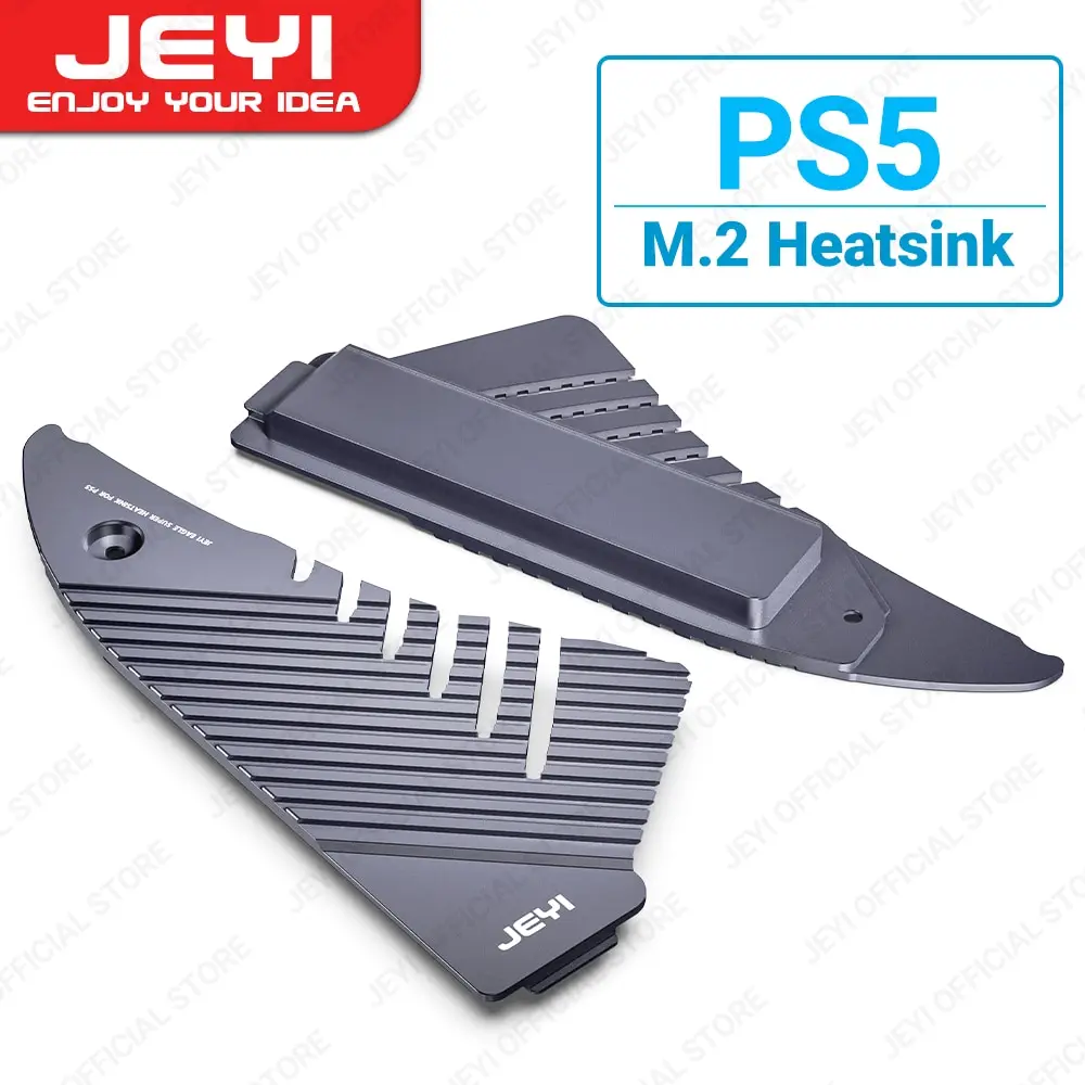 JEYI PS5 M.2 SSD Heatsink, Large Area Solid Aluminum Cooler Heat Dissipation Thermal Pads for Playstation 5 PCIe 4.0 M.2 NVMe