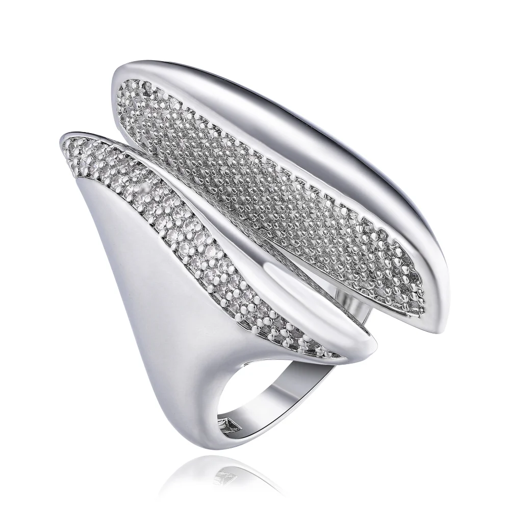 

S925 Sterling Silver Gold-Plated Ring with Full Diamond Inlay, Irregular & Unique Design, Light Luxury Style Jewelry Accessory