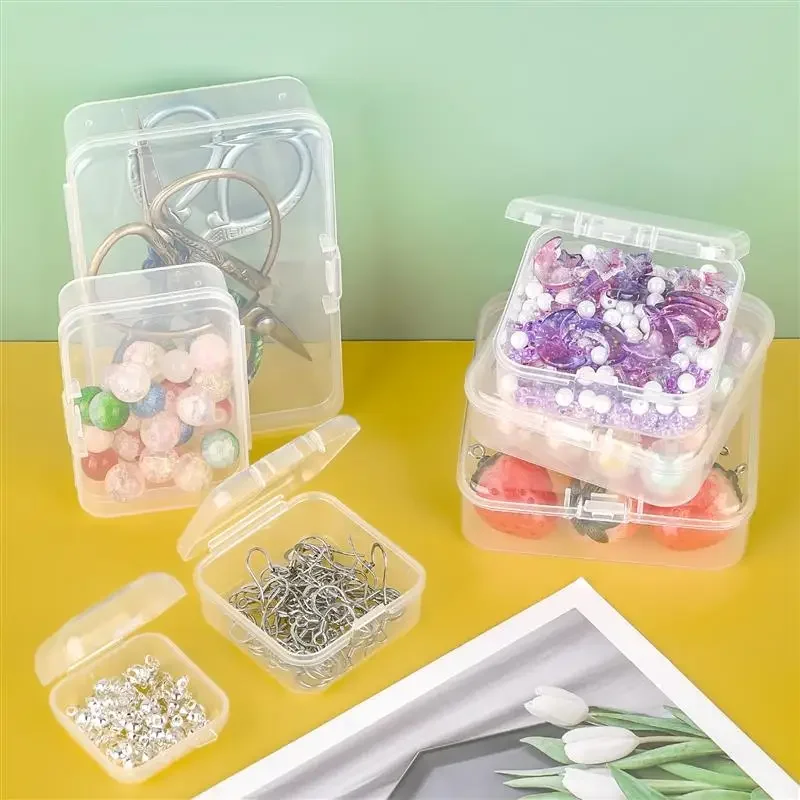 10/20pcs Scatola di plastica Scatola rettangolare Scatola traslucida Scatola di immagazzinaggio di imballaggio Scatola di immagazzinaggio di gioielli solida e resistente alla polvere Contenitore