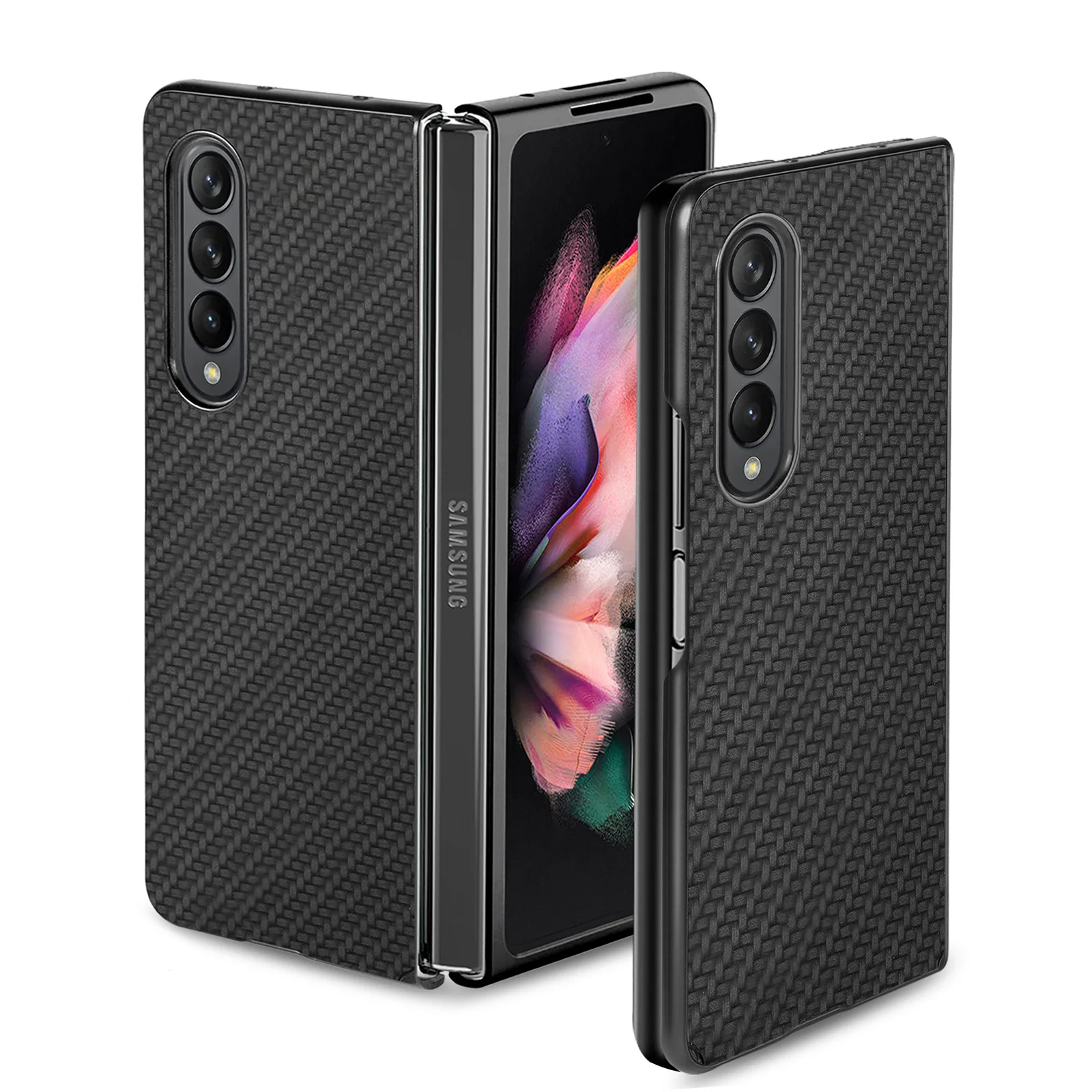 For Galaxy ZFold 6 Zfold6 5 4 Ultra Slim Carbon Fiber Hard Case,Anti-Shock Hard PC Case For Samsung Galaxy Z Fold 3