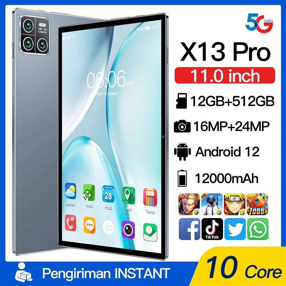 

Чехол для планшета 2025 X13pro, 11 дюймов, глобальная версия, оригинальные детские планшеты, 5G, Dual SIM-карты, Wi-Fi, 16 ГБ + 1 ТБ, 12000 мАч, подарки для детей