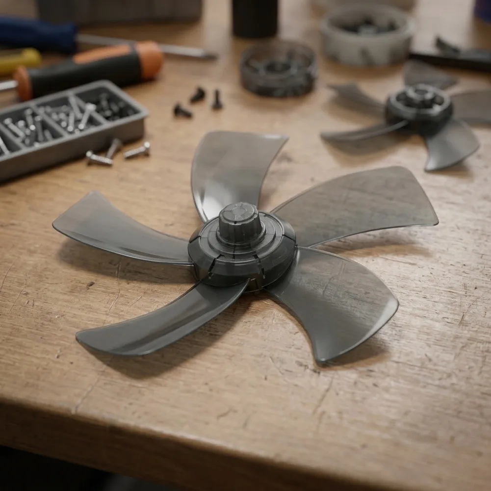 

12 Inch Fan Blade with Nut Cover for Pedestal Fan Replacement Five Leaf PP Construction Suitable for Indoor Fan Use