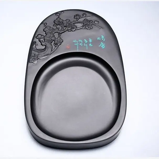 8 Inches Natural Rock Ink Stone Water Ripple Splendid Ink Stone Grinding Plate Traditional Chinese Painting Calligraphy Inkslab