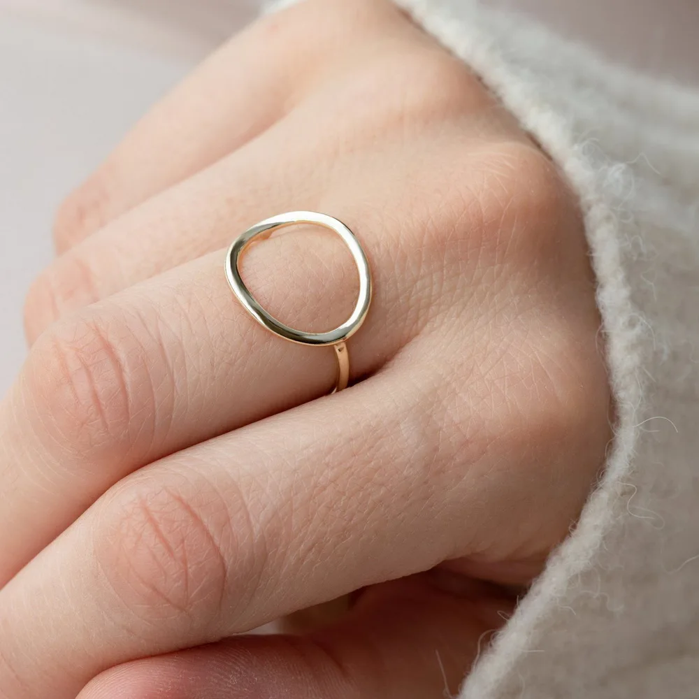 ZHENL Minimalist 14K Gold Plated Double Circle Ring for Women Stainless Steel Karma Ring Geometric Jewelry Gift for Her 2026