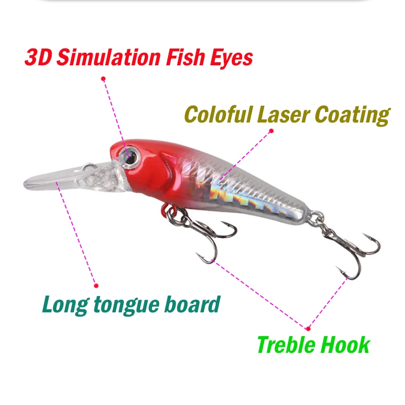 40mm 3,2g pececillo flotante cebo duro río oscilantes de agua dulce Crankbait Señuelos de pesca carpa perca enchufe trucha - imagen 4