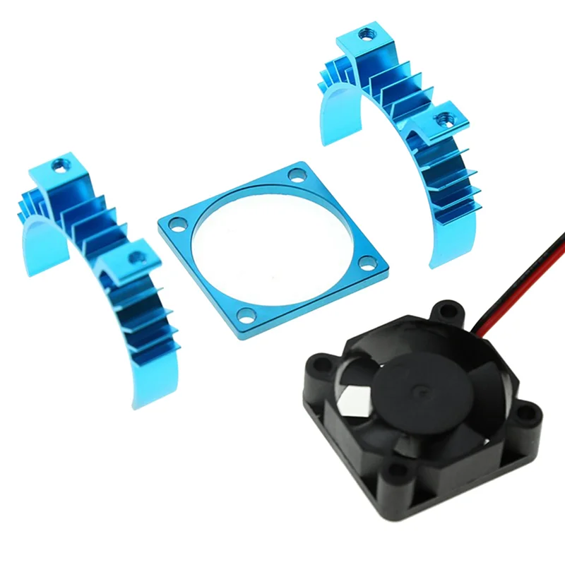 2X RC Parts Electric Car Motor Heatsink Cover + Cooling Fan For 1/10 Tamiya TT02 RC Car 540 550 3650 Motor Heat Sink