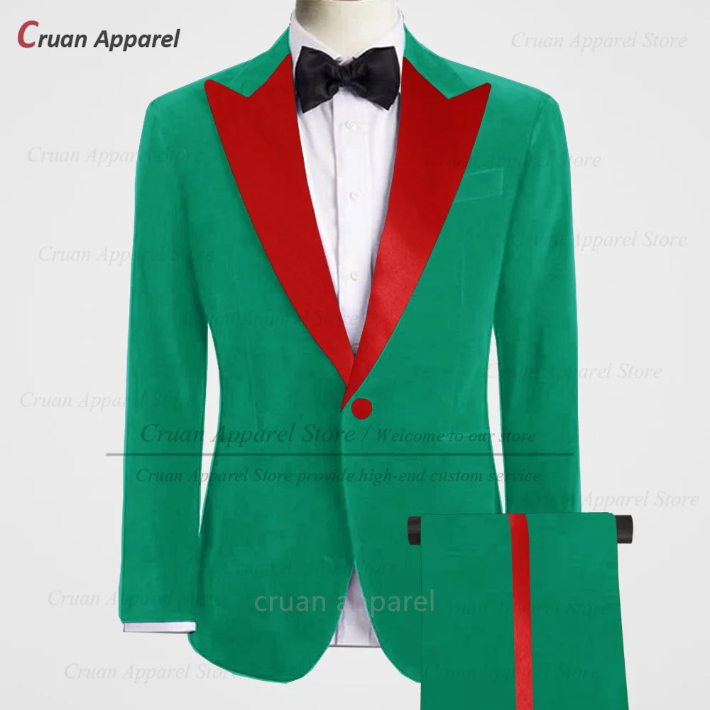 

Fashion Velvet Suit For Men Christmas Day Formal Party Slim Fit Blazer Pants 2 Pieces Evening Dinner Custom Classic Outfits