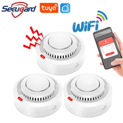 Tuya WiFi Smoke Detector Fire Sensor Smokehouse 80db Sound Alarm Smart Home Security System Combination APP Message Push